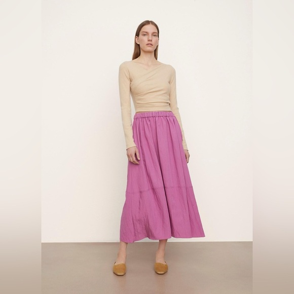 New! Vince Pull on Tiered Skirt in Pink Camelia 💗 Medium NWT! - Picture 4 of 7